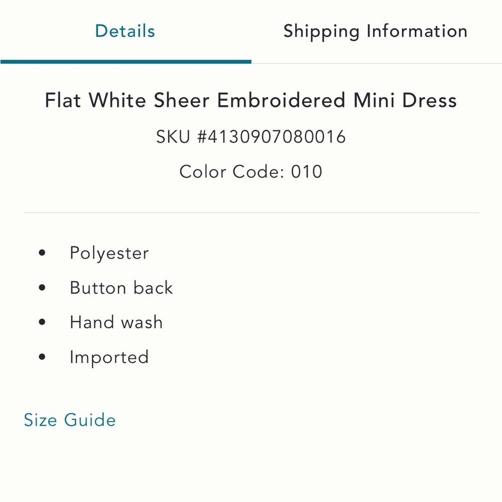 ♥️Anthropologie Flat White Sheer Embroidered Mini Dress - Picture 5 of 6